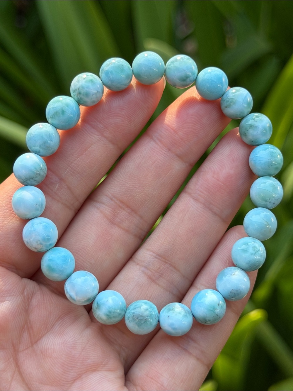 8.5mm Stretchable Blue Larimar Bracelet 2065